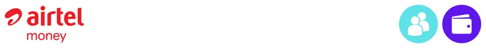 The logo of Airtel Money with icons showing its role in consumer-to-consumer payments, consumer digital wallets