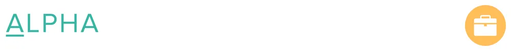 The logo of Alpha Group with icons showing its role in business payments