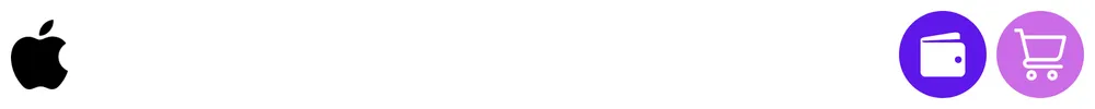 The logo of Apple with icons showing its role in ecommerce and marketplaces, consumer digital wallets