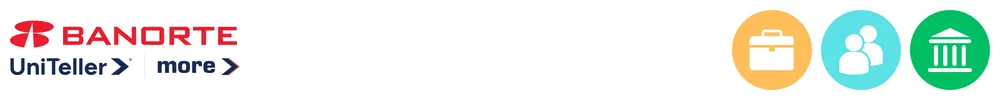 The logo of Banorte with icons showing its role in consumer-to-consumer payments, business payments, banking