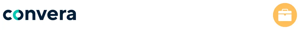 The logo of Convera with icons showing its role in business payments