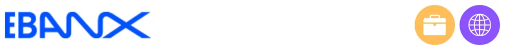 The logo of Ebanx with icons showing its role in payments infrastructure and platforms, business payments,