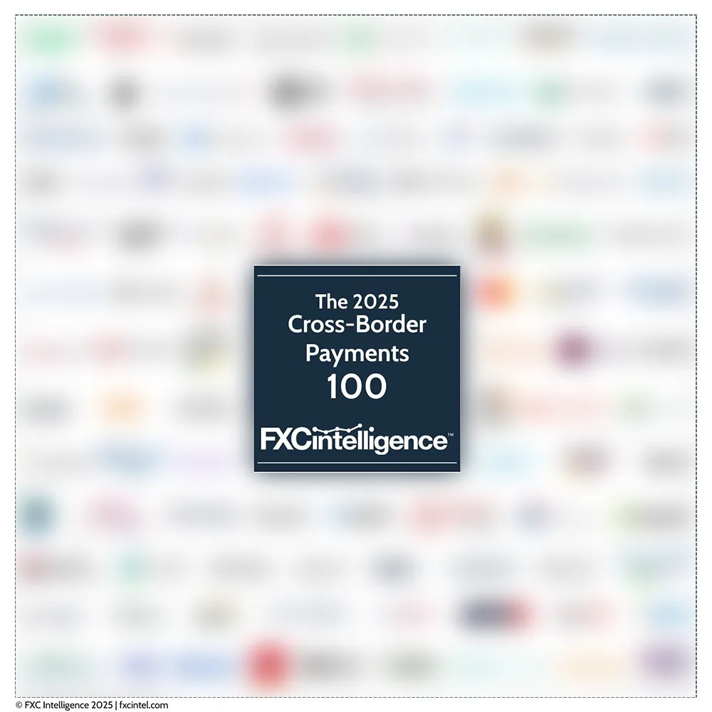 A blurred version of the FXC Intelligence 2025 Cross-Border Payments 100 market map