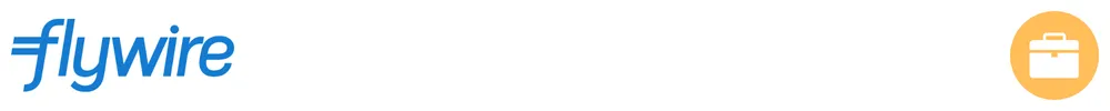 The logo of Flywire with icons showing its role in business payments