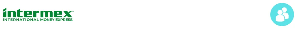 The logo of Intermex with icons showing its role in consumer-to-consumer payments
