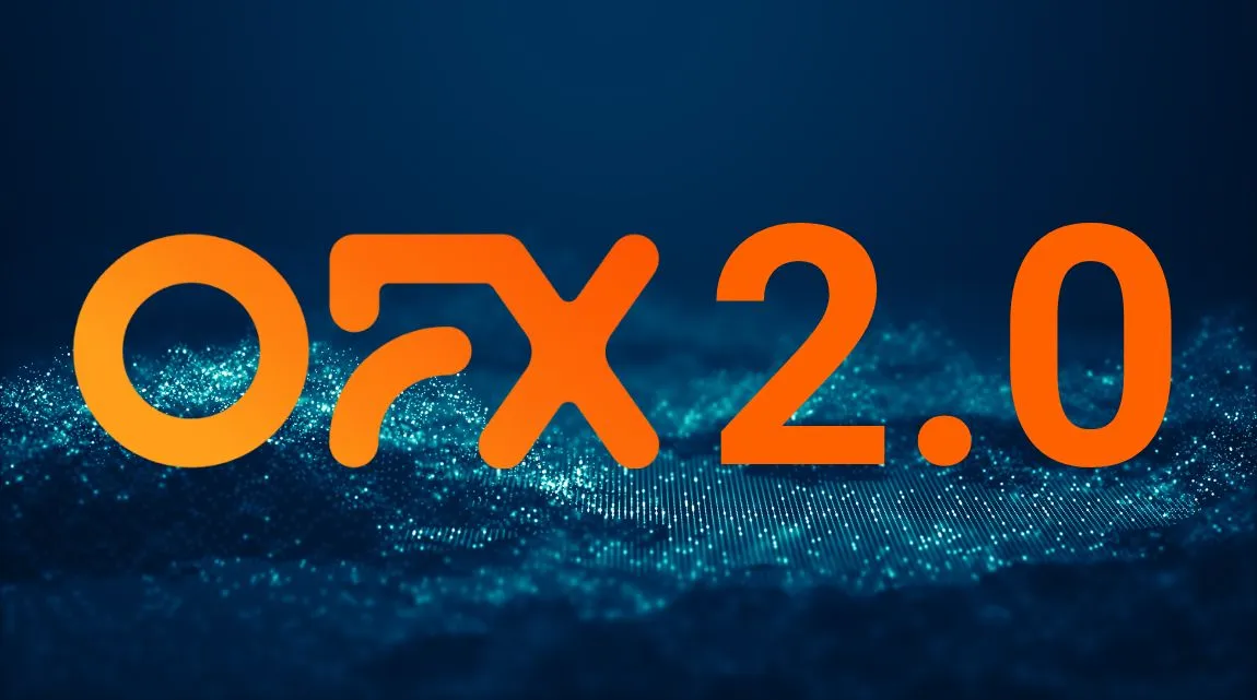 An image showing a blue digital visualisation with OFX's logo overlaid alongside the text 2.0