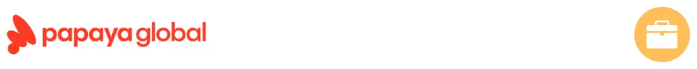 The logo of Papaya Global with icons showing its role in business payments