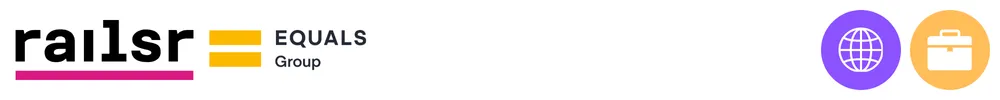 The logo of Railsr (Equals) with icons showing its role in payments infrastructure and platforms, business payments