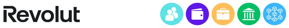The logo of Revolut with icons showing its role in consumer-to-consumer payments, business payments, consumer digital wallets, stablecoins and Web3, banking