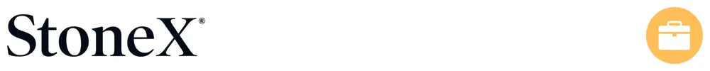 The logo of StoneX with icons showing its role in business payments