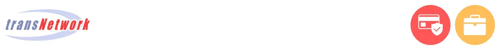 The logo of Transnetwork with icons showing its role in payments acceptance and processing, business payments