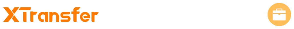 The logo of Xtransfer with icons showing its role in business payments