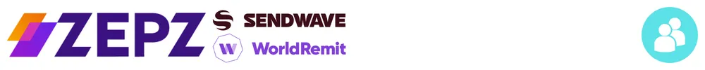 The logo of Zepz with icons showing its role in consumer-to-consumer payments