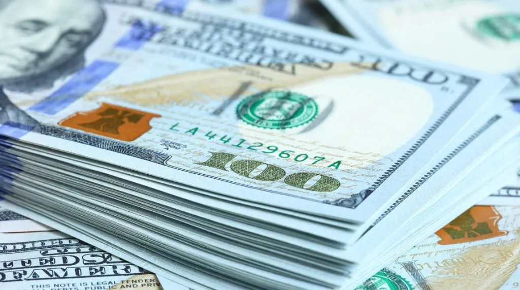A photo of a pile of US dollar bills