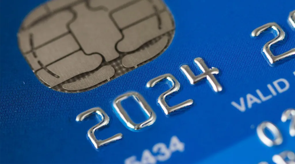 An image of a payment card with the text 2024 centred