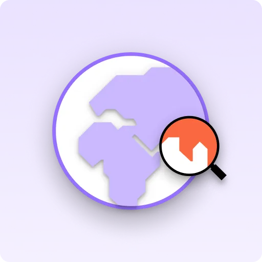 Globe and magnifying glass