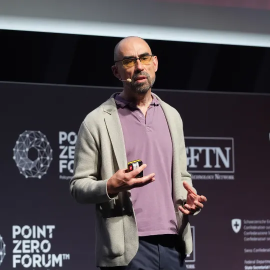 A picture of a man on a stage