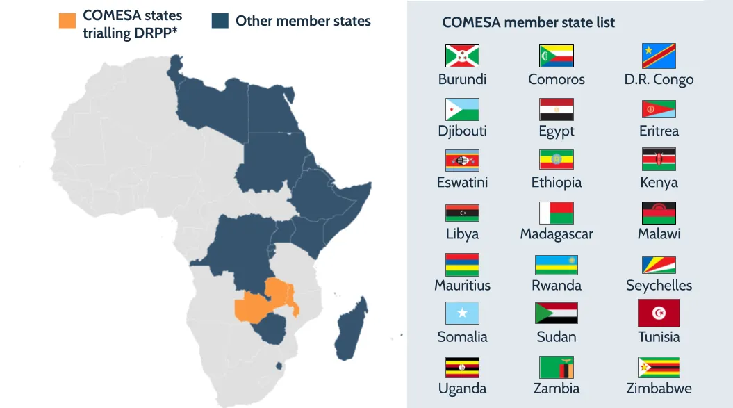 The countries in COMESA and those in the initial trial for the DRPP
