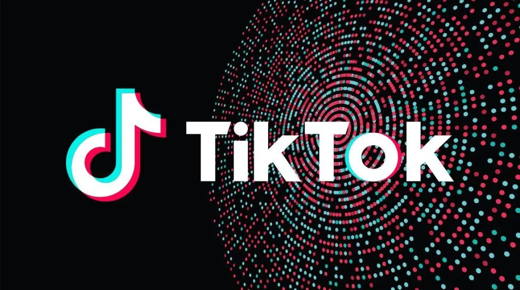 A graphic showing the TikTok logo with an abstract design behind it in the company colours