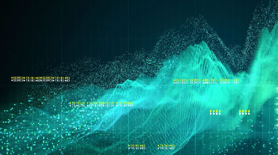 Abstract graphic showing data points increasing left to right, used to illustrate concept of cross-border payments companies' revenue increasing to $1bn.