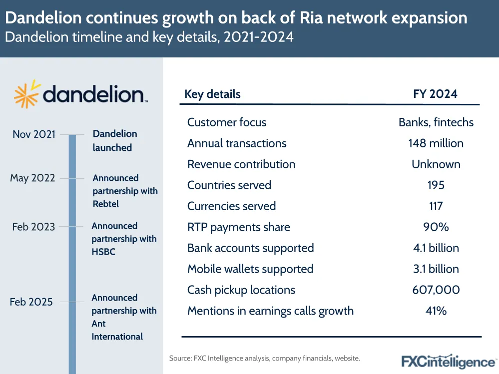 A graphic showing Dandelion's timeline and key details, 2021-2024